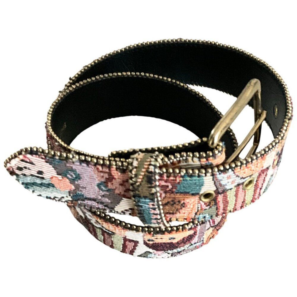 Bonded Leather & Tapestry Belt S